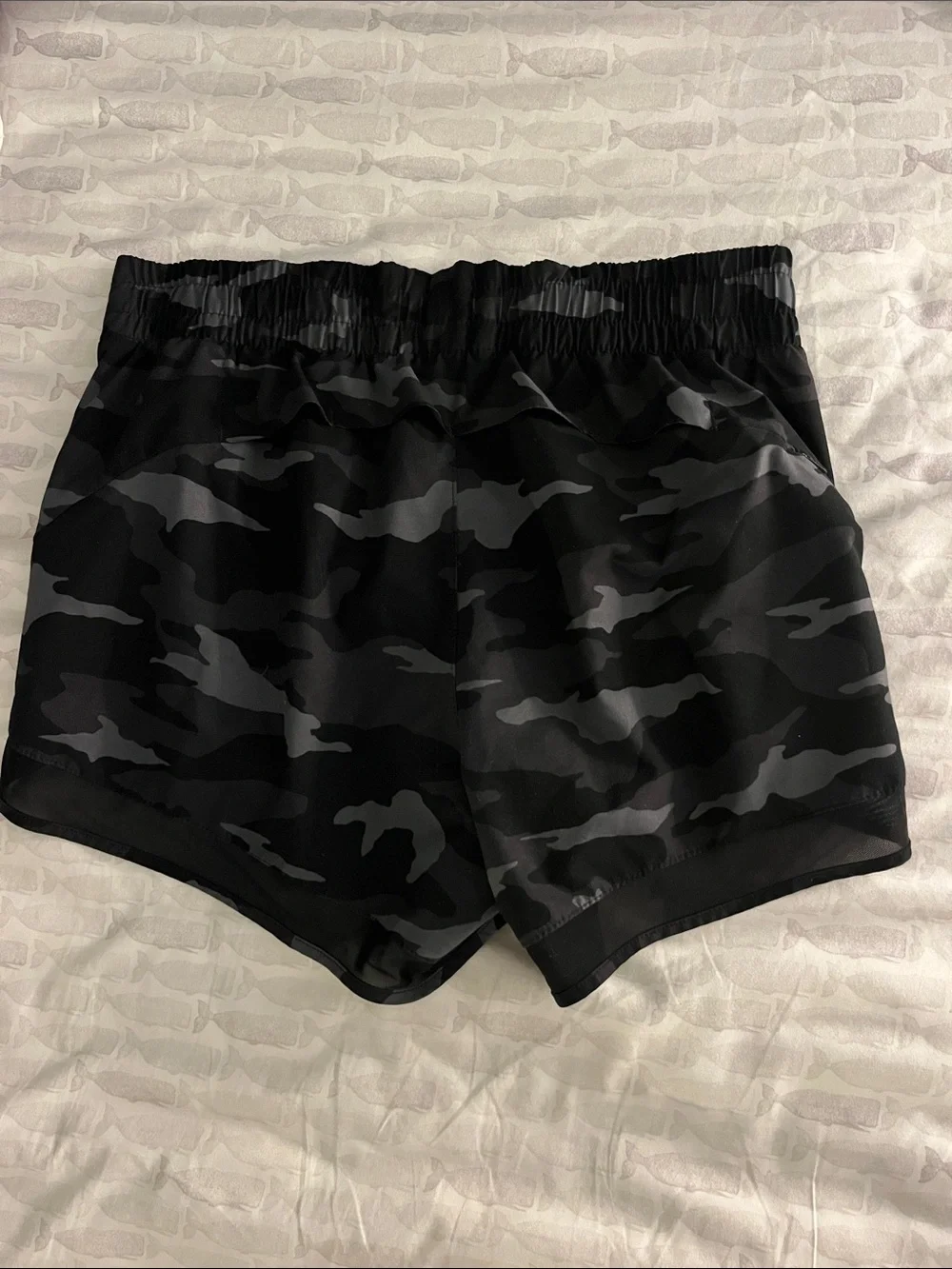 Athleta Black & Gray Camo Athletic Shorts